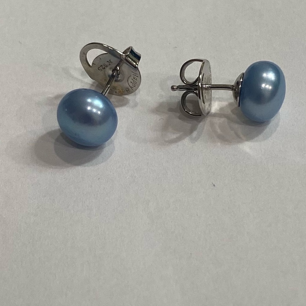 SILVER GENUINE HONORA Pearl stud earrings